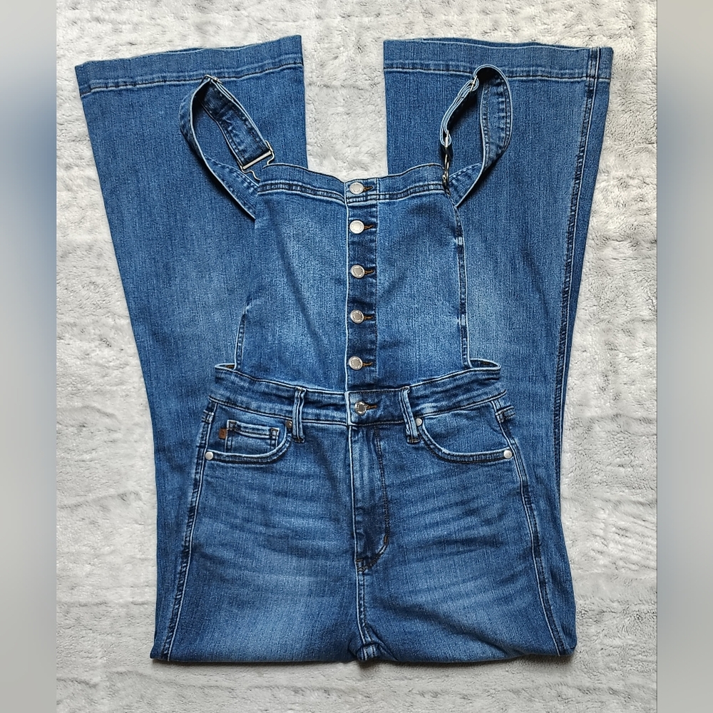 High-Rise Blue Denim Overalls Jeans - Womens - Picture 5 of 16